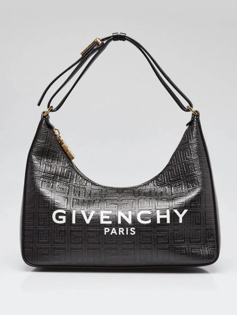 Givenchy Black Monogram Embossed Canvas/Leather Small Moon Cut Out Hobo Bag
